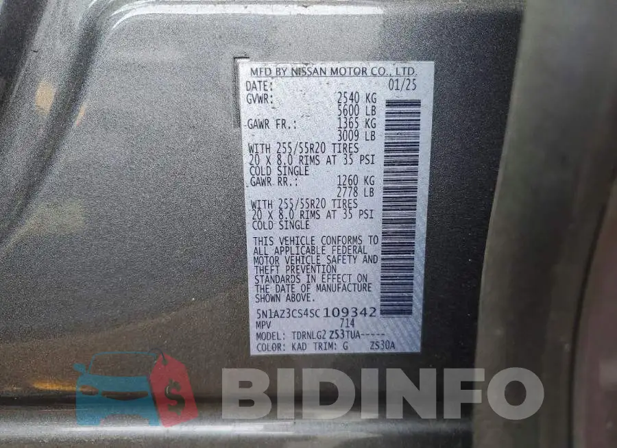 5N1AZ3CS4SC109342 Photo# 13