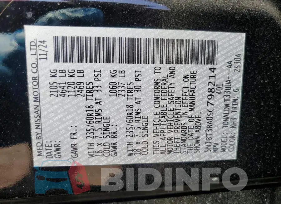 5N1BT3BA0SC798214 Photo# 13