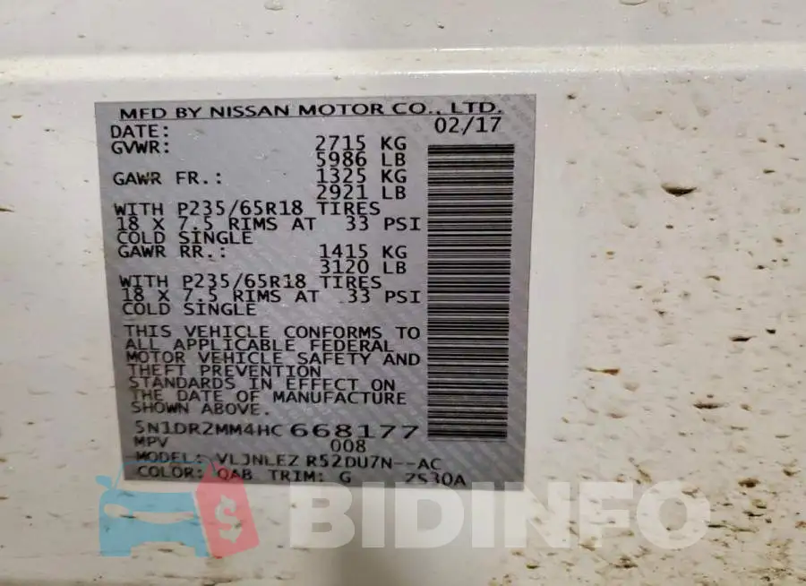 5N1DR2MM4HC668177 Photo# 13
