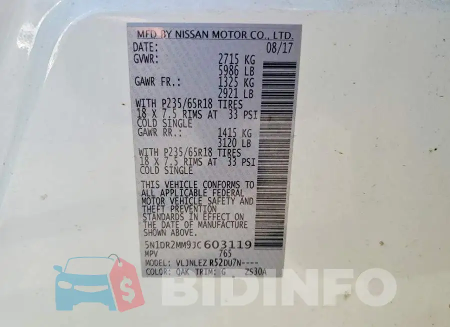 5N1DR2MM9JC603119 Photo# 14