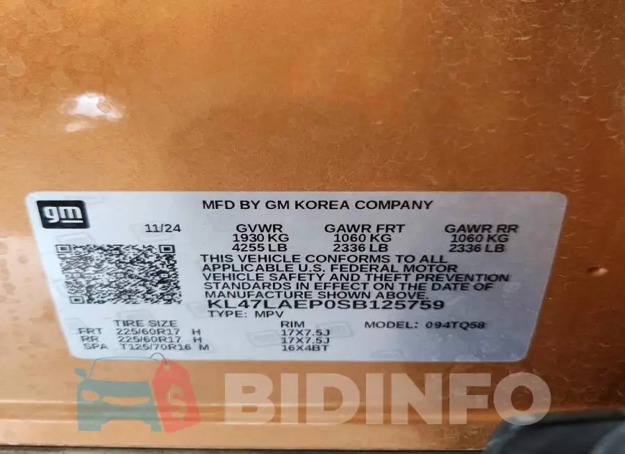 KL47LAEP0SB125759 Photo# 13