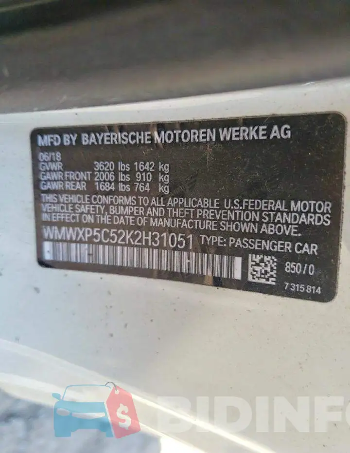 WMWXP5C52K2H31051 Photo# 12