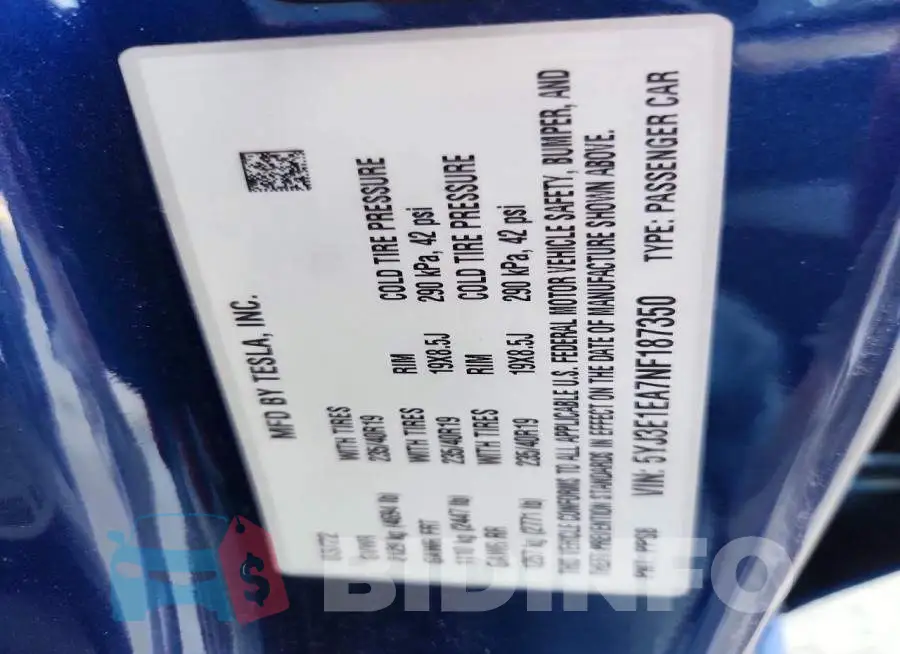 5YJ3E1EA7NF187350 Photo# 12
