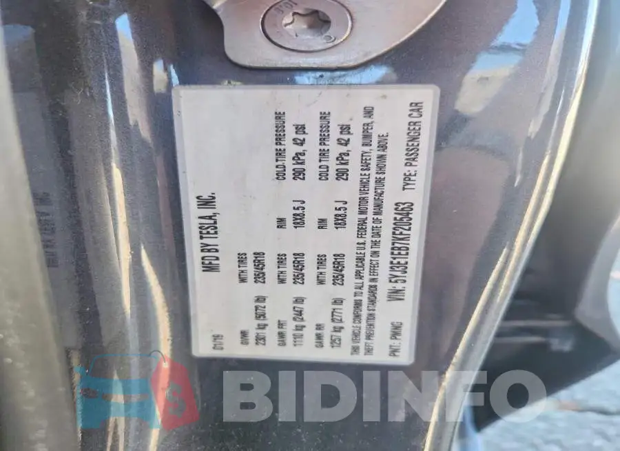 5YJ3E1EB7KF205463 Photo# 12