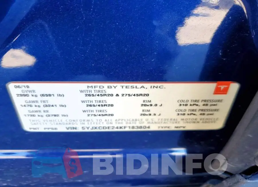 5YJXCDE24KF183804 Photo# 13