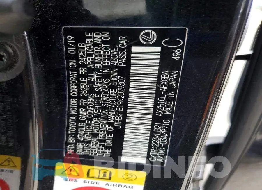 JTHB21B19K2029307 Photo# 13