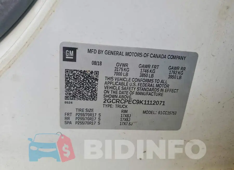 2GCRCPEC9K1112071 Photo# 12
