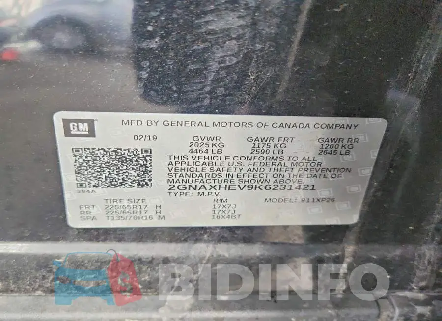 2GNAXHEV9K6231421 Photo# 13