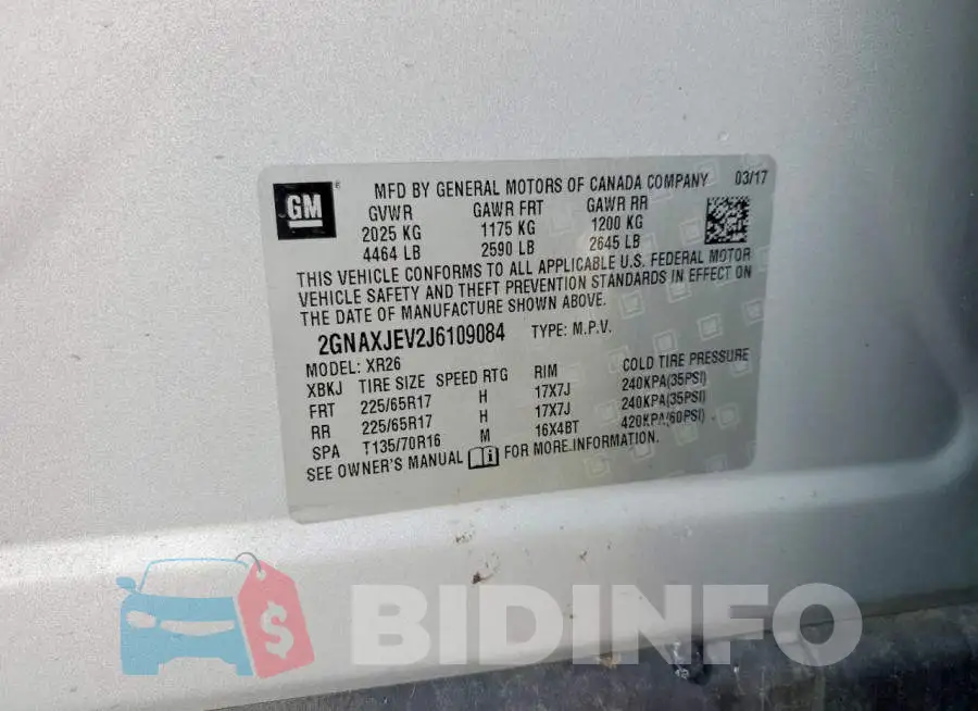 2GNAXJEV2J6109084 Photo# 13