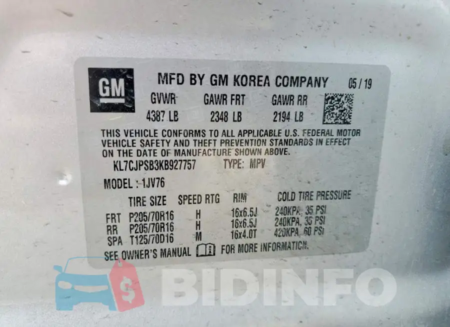 KL7CJPSB3KB927757 Photo# 12