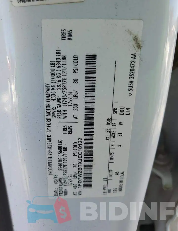 1FD7W2BTXJEC10122 Photo# 13