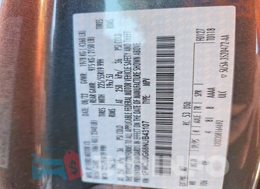 1FMCU0G68NUB43107 Photo# 13