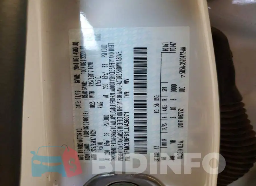 1FMCU9F61LUA56071 Photo# 13