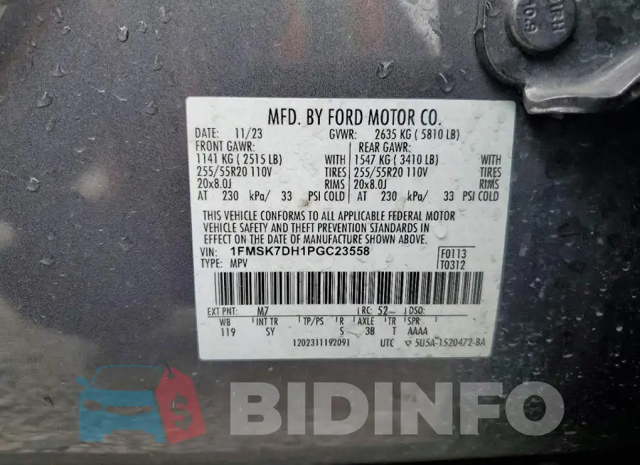 1FMSK7DH1PGC23558 Photo# 13