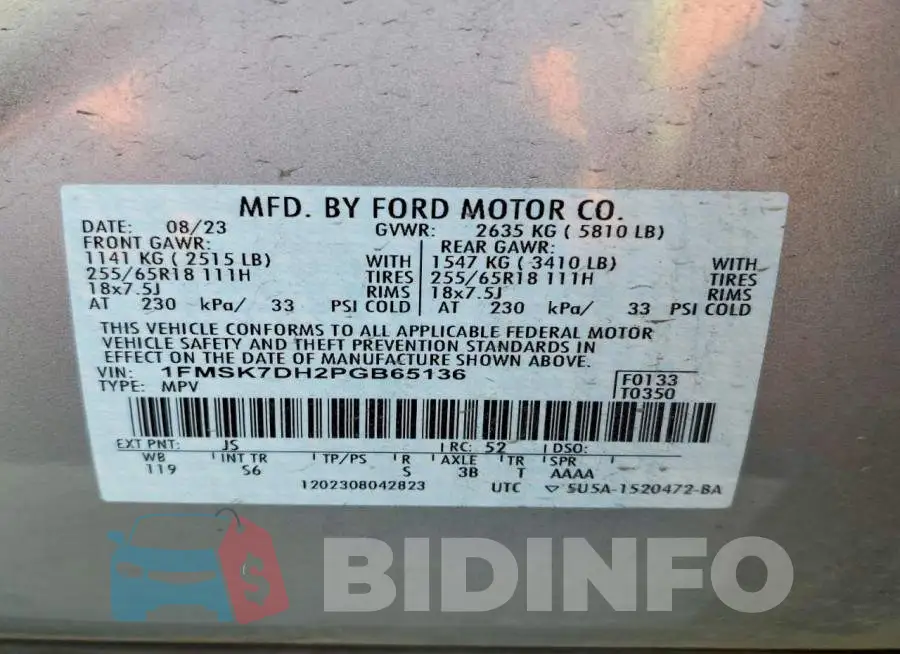1FMSK7DH2PGB65136 Photo# 14