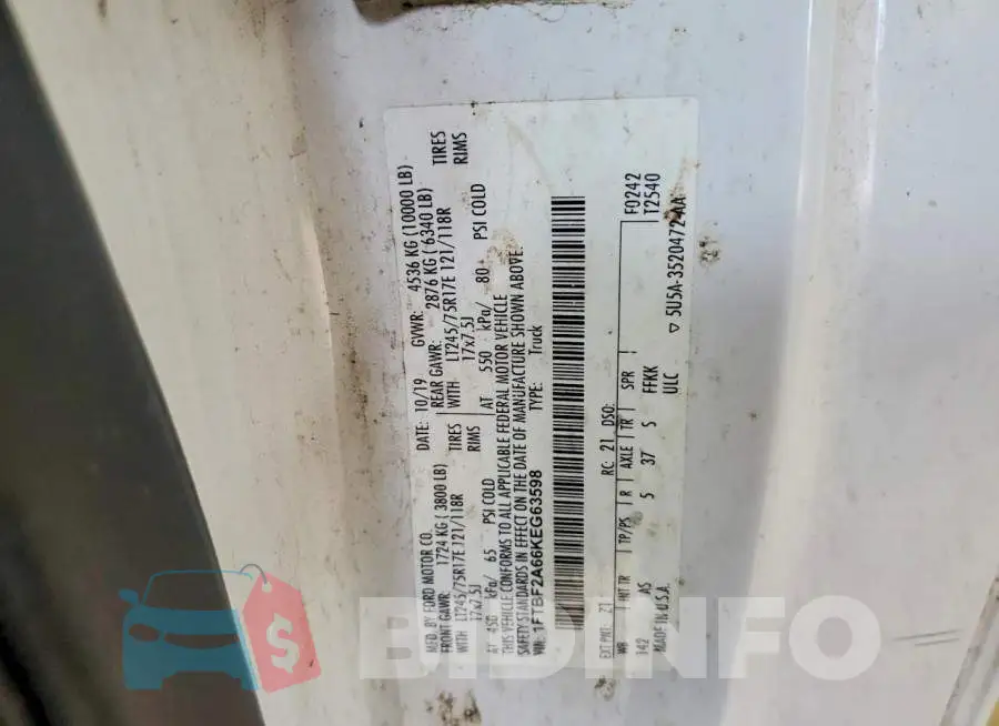 1FTBF2A66KEG63598 Photo# 12