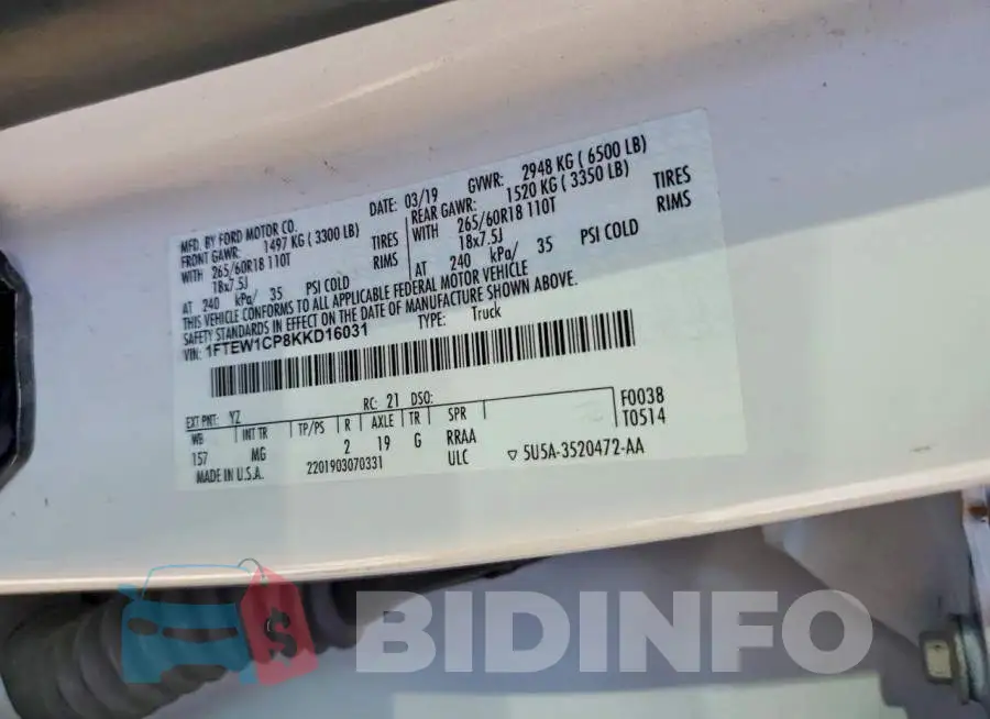 1FTEW1CP8KKD16031 Photo# 13