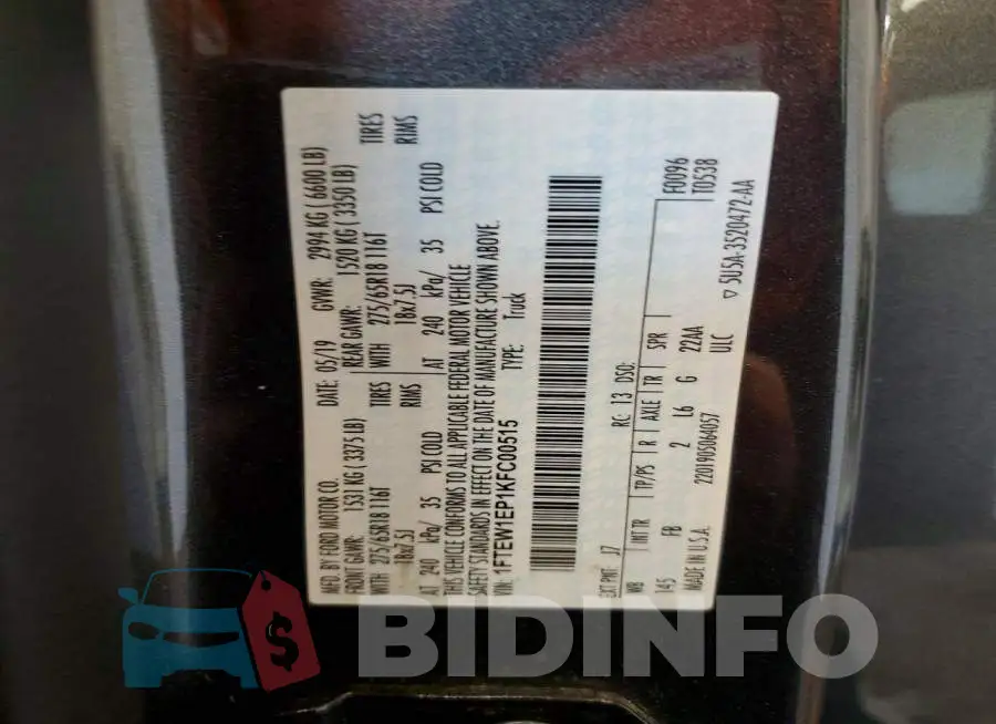 1FTEW1EP1KFC00515 Photo# 12