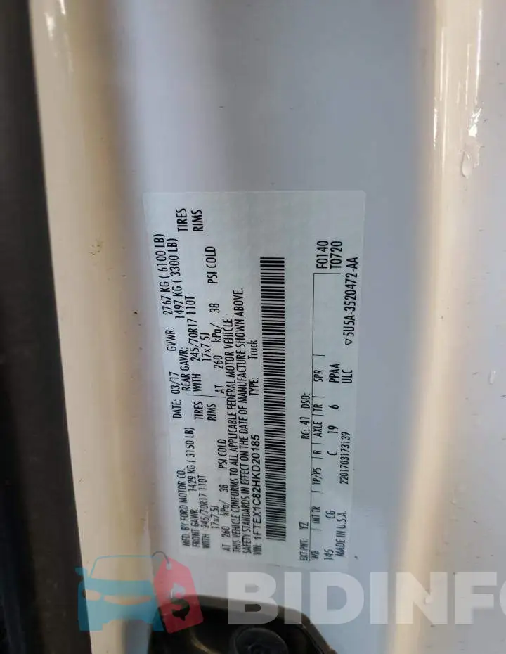 1FTEX1C82HKD20185 Photo# 12