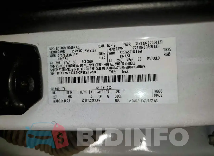 1FTFW1E43KFB28940 Photo# 12