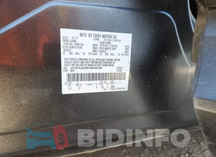 2FMPK4G98HBB46396 Photo# 12
