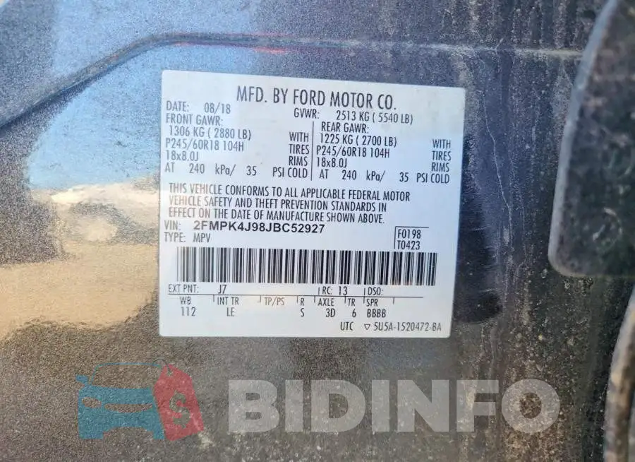 2FMPK4J98JBC52927 Photo# 14