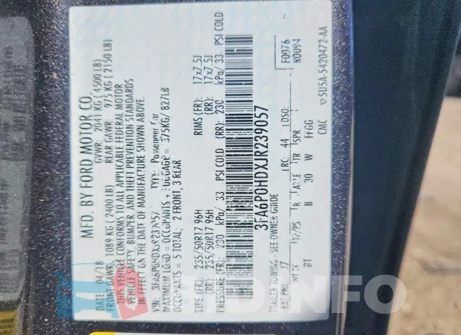 3FA6P0HDXJR239057 Photo# 12