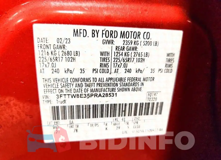 3FTTW8E35PRA28531 Photo# 12