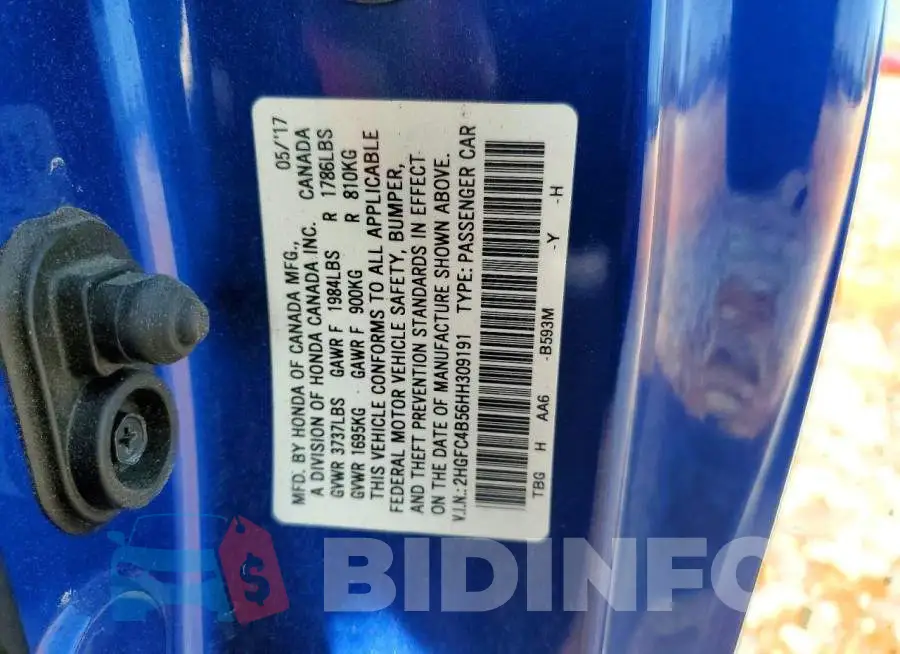 2HGFC4B56HH309191 Photo# 12
