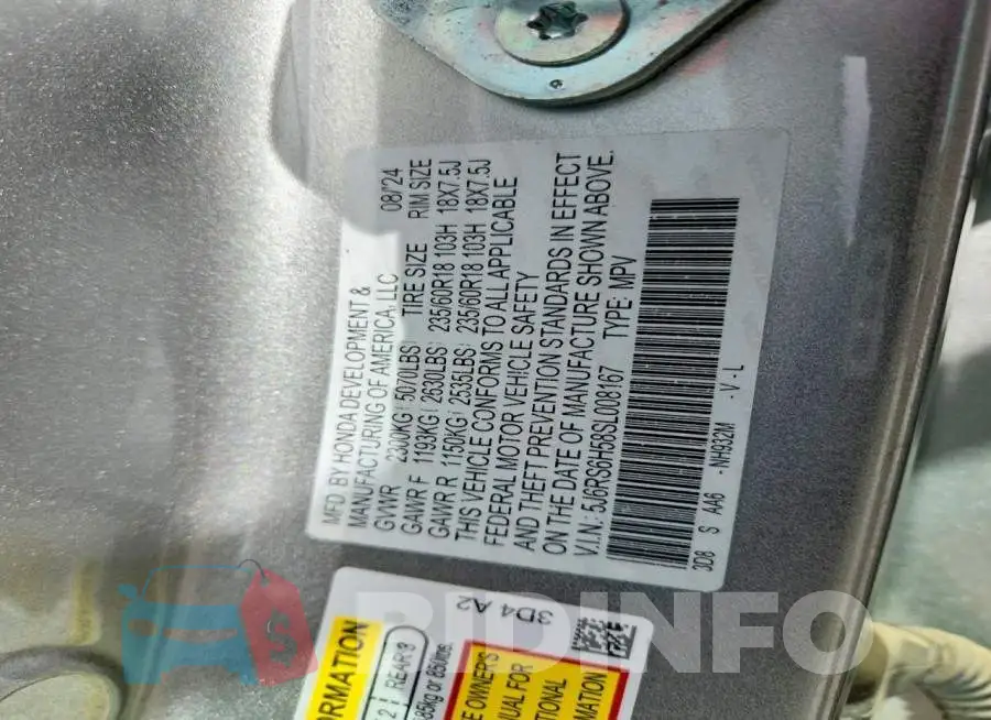 5J6RS6H58SL008167 Photo# 13