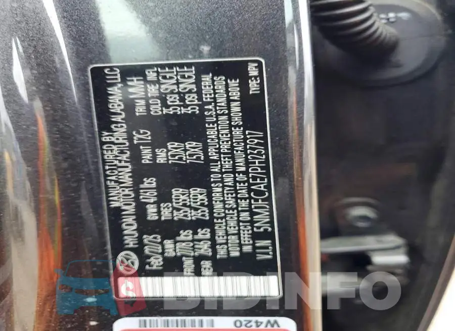 5NMJFCAE7PH237917 Photo# 14