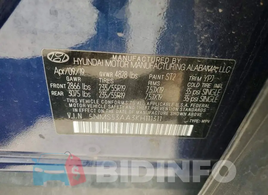 5NMS53AA3KH111311 Photo# 13