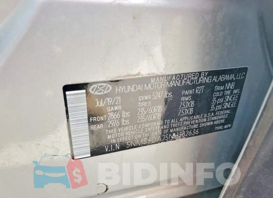 5NMS6DAJ5NH382636 Photo# 13