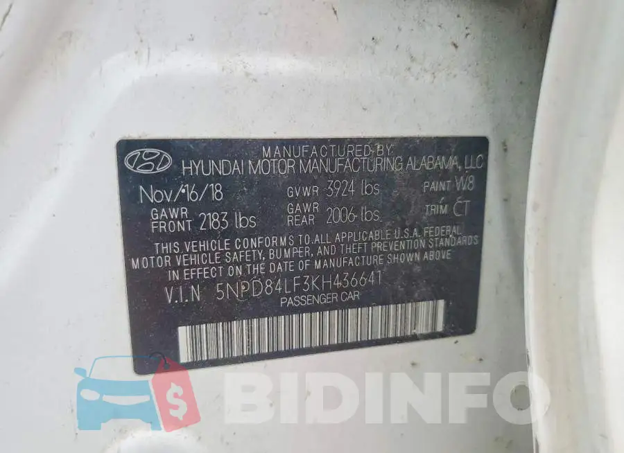 5NPD84LF3KH436641 Photo# 12