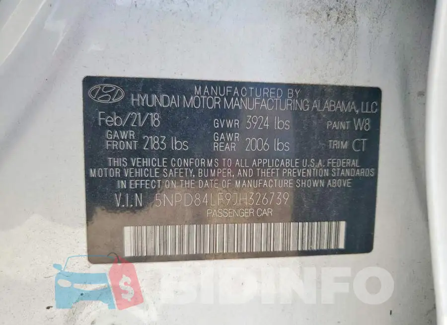 5NPD84LF9JH326739 Photo# 13