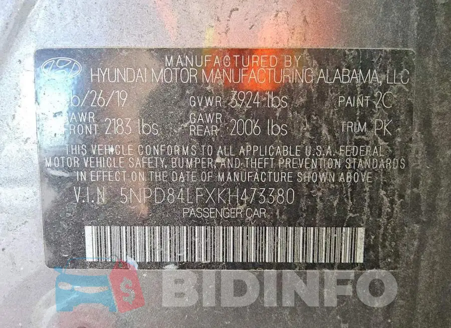5NPD84LFXKH473380 Photo# 12