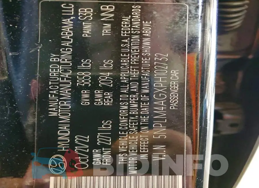 5NPLM4AGXPH102732 Photo# 13