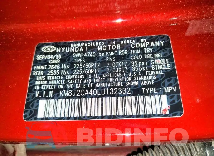 KM8J2CA40LU132332 Photo# 13