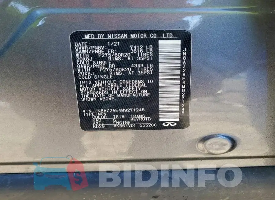 JN8AZ2AE4M9271245 Photo# 14