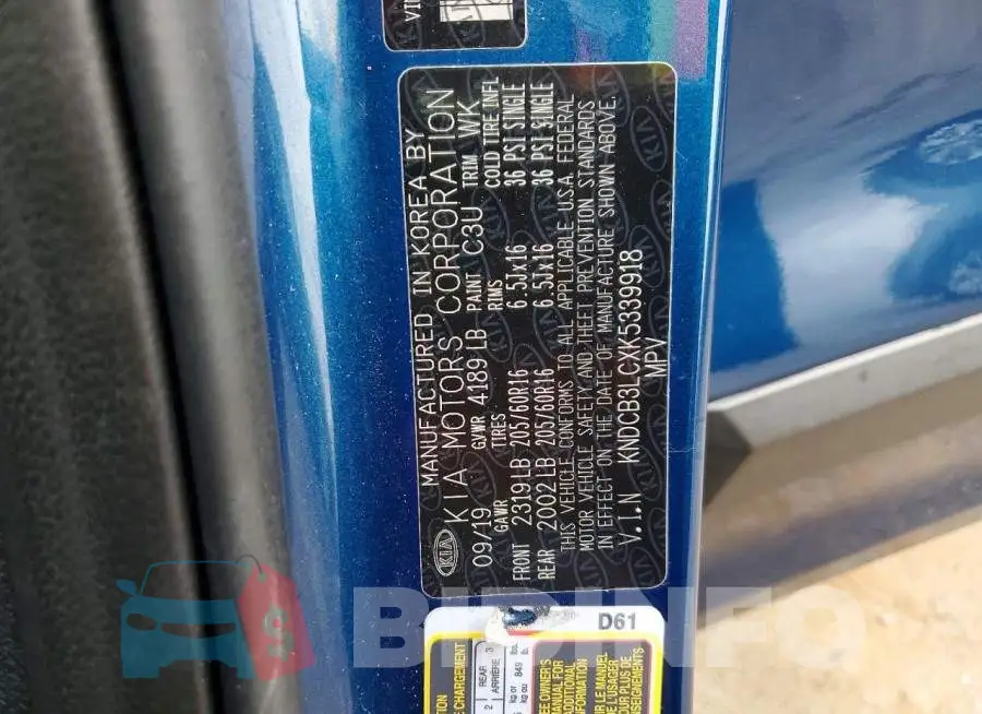 KNDCB3LCXK5339918 Photo# 12