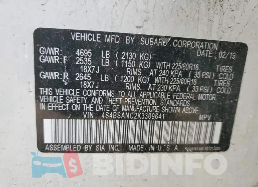 4S4BSANC2K3309641 Photo# 13
