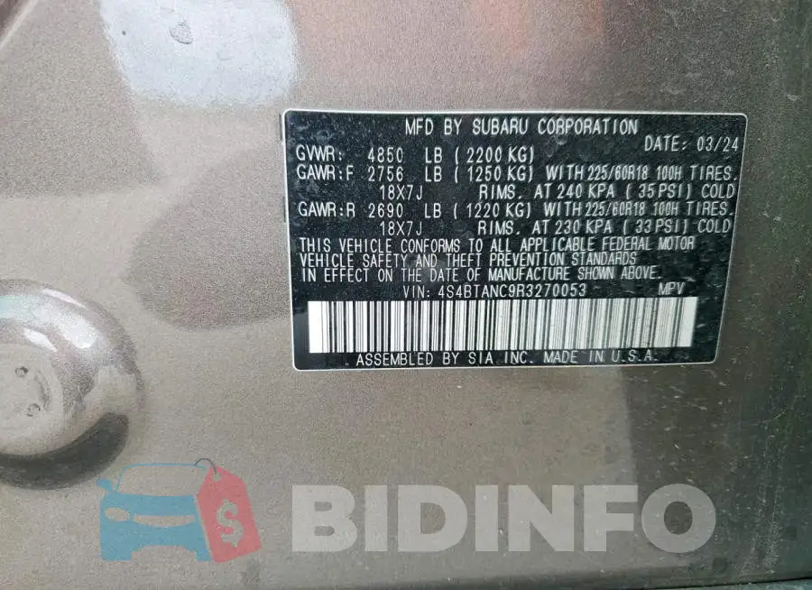 4S4BTANC9R3270053 Photo# 12