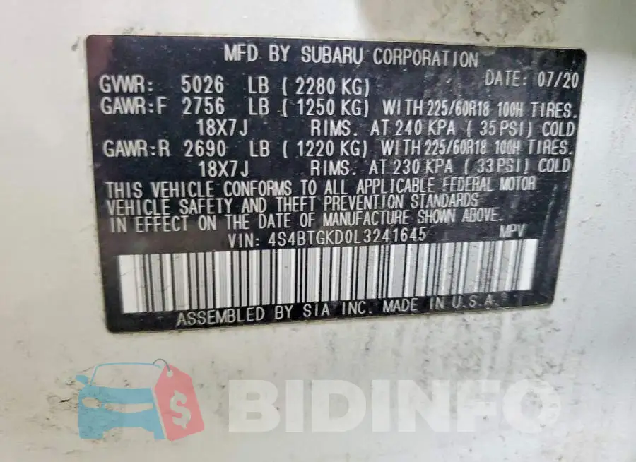 4S4BTGKD0L3241645 Photo# 13
