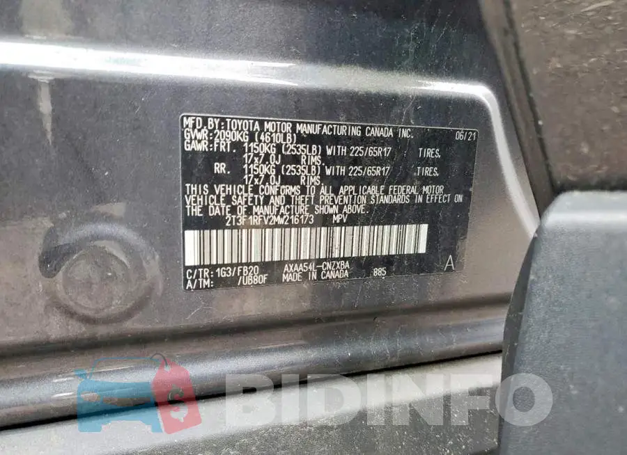 2T3F1RFV2MW216173 Photo# 13