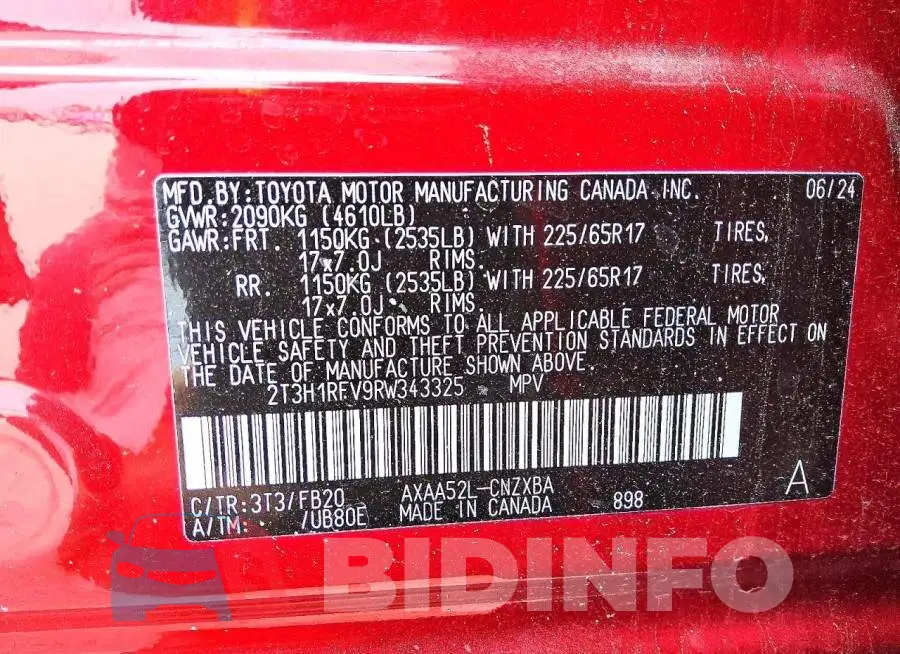 2T3H1RFV9RW343325 Photo# 12