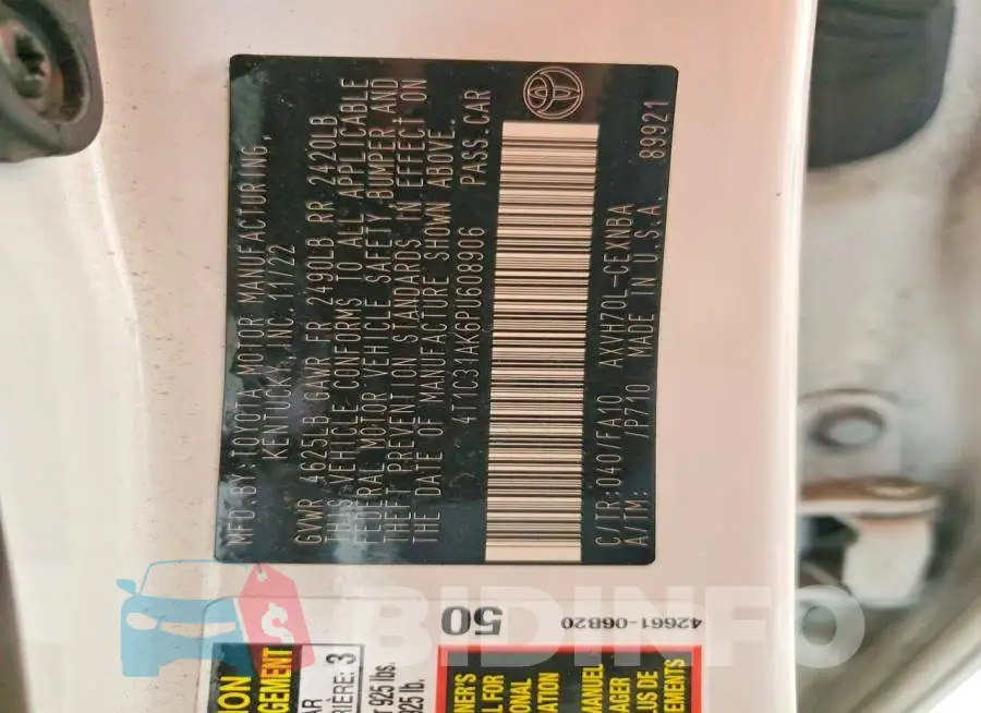 4T1C31AK6PU608906 Photo# 12