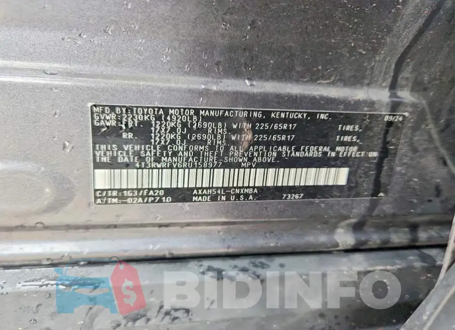 4T3RWRFV6RU158977 Photo# 12