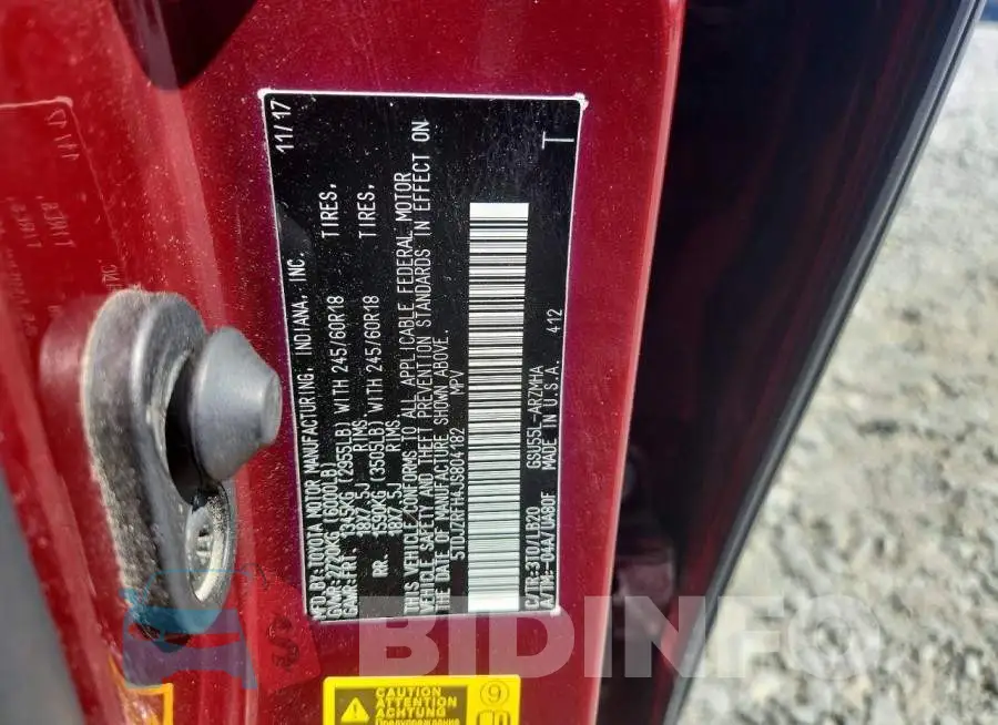5TDJZRFH4JS804182 Photo# 13