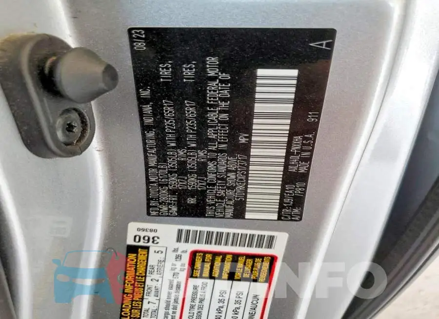 5TDYRKECXPS173717 Photo# 13