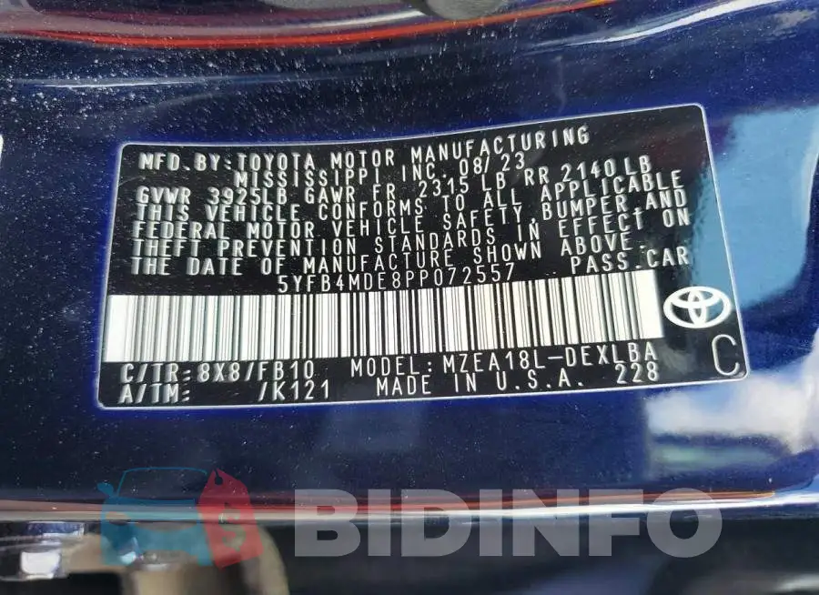 5YFB4MDE8PP072557 Photo# 13
